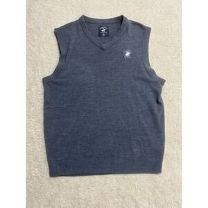 Beverly Hills Polo Club Charcoal Grey V-neck Sleeveless Sweater Vest Size‎ 2XL